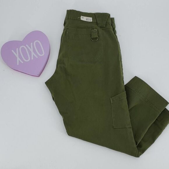 SIMPLY BLUE womens 4 olive green cotton cropped pants - Picture 1 of 8